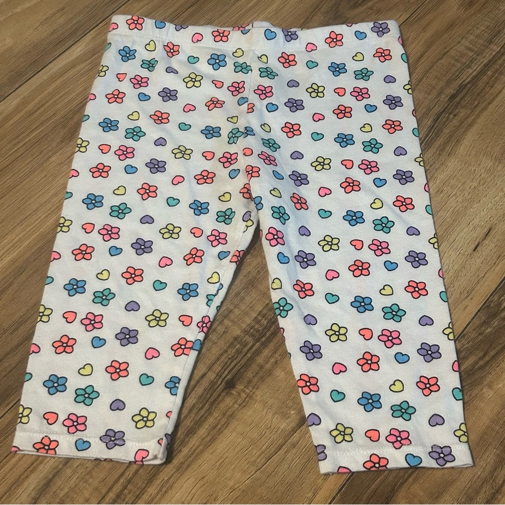 Swiggles‎ 3T White Floral Heart Print Leggings Girls Toddler Cute Comfy